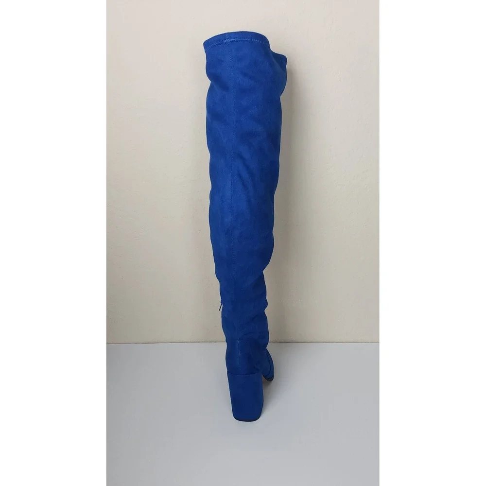Jessica Simpson Brixten Cobalt Blue Faux Suede Over The Knee Boots 7.5M Glam